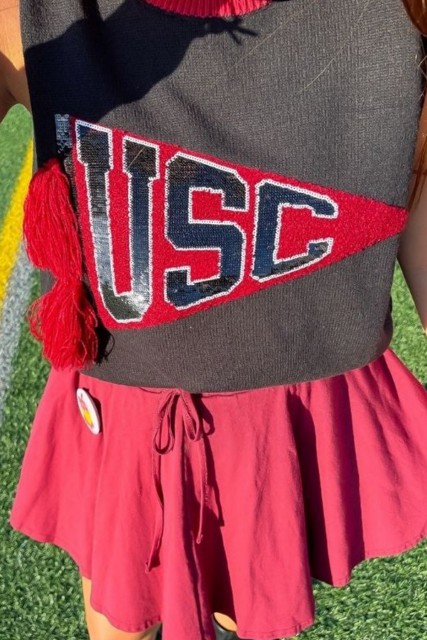 Black TIGER/USC Sequined Graphic Colorblock Game Day Sleeveless Sweater Vest LC276972-P2